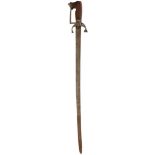 A LATE 18TH CENTURY MOROCCAN NIMCHA OR SWORD, 76.5cm triple fullered blade, characteristic hilt with