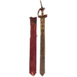 A LATE 19TH CENTURY INDIAN KHANDA OR SWORD, 72cm blade broadening towards the tip and reinforced