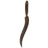 AN 18TH CENTURY INDIAN BICHWA OR DAGGER, 22cm recurved triple fullered blade with characteristic