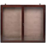 A MAHOGANY, STAINED PINE AND GLASS DISPLAY CABINET, 79cm x 94cm x 10.5cm, two hinged locking