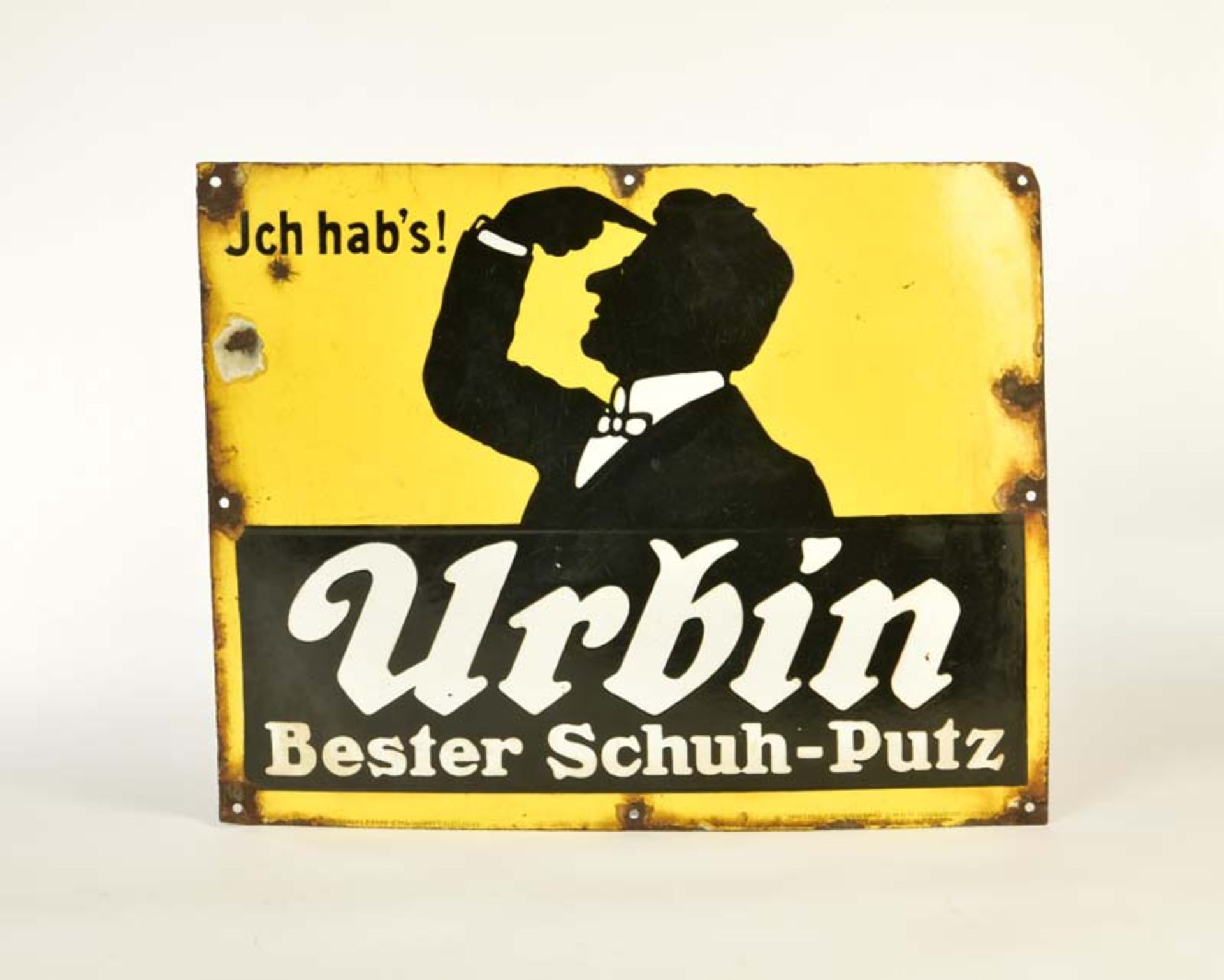 Emailleschild "Urbin Bester Schuh-Putz"