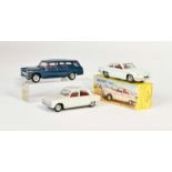 Dinky Toys, 2x Peugeot + 1x Panhard 24