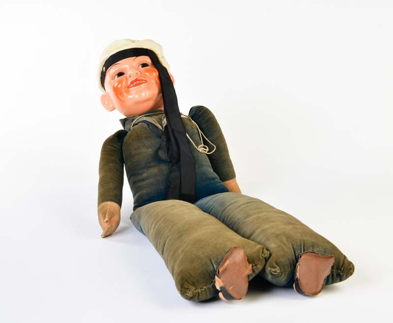 Doll as sailor, France, from the 30s, mixed constr., traces of usage, discoloured + bleached out