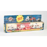 Corgi Toys, Gift Set 18, Police Cortina and Hughes 369 Helicopter - Range Rover Ambulance