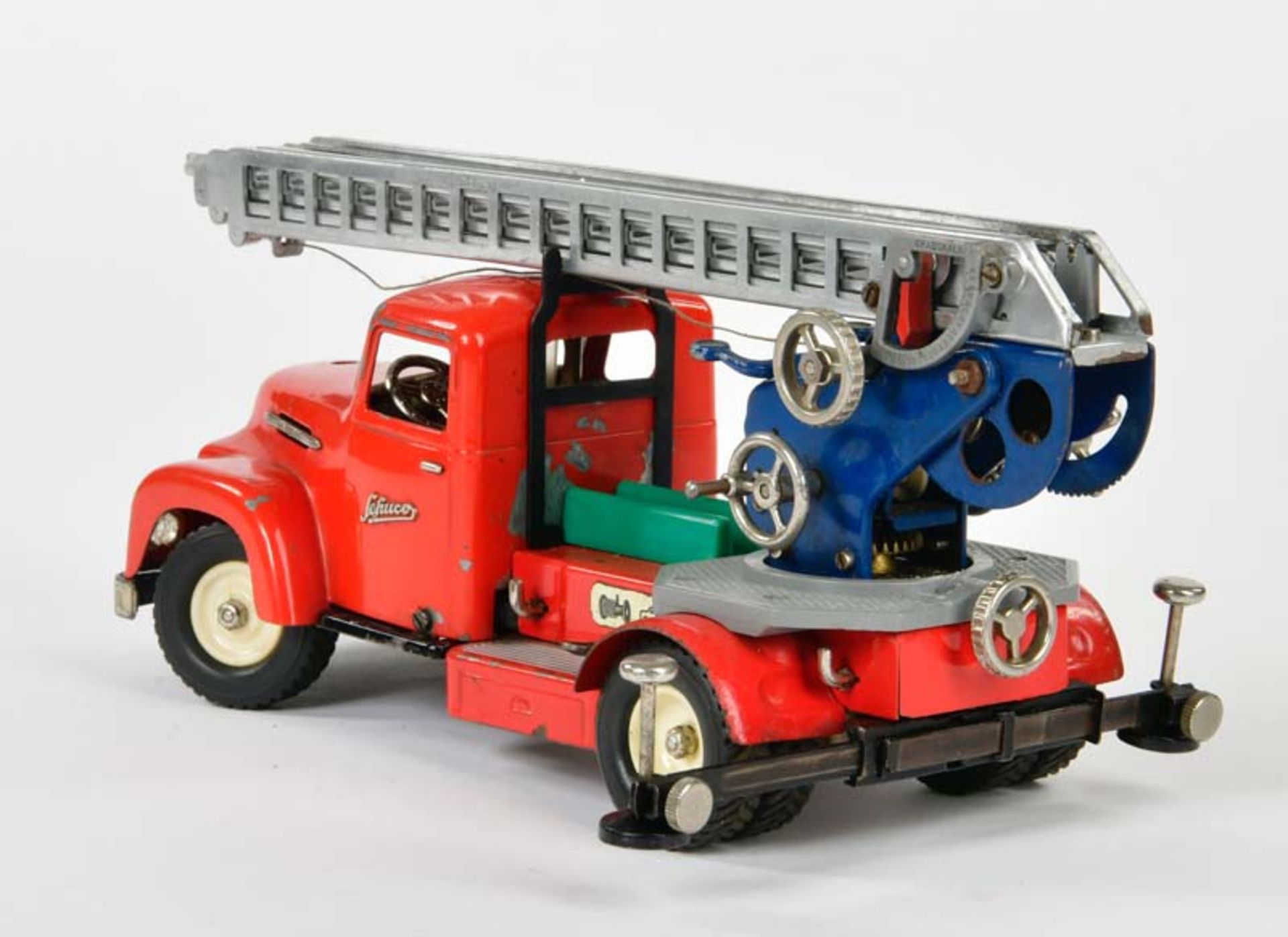 Schuco, fire engine 6080, W.-Germany, 29 cm, tin, paint d., C 2 - Image 3 of 3