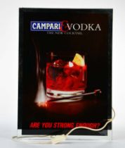 Illuminated sign "Campari Vodka", 42x58 cm, function ok, min. paint d., self collection or