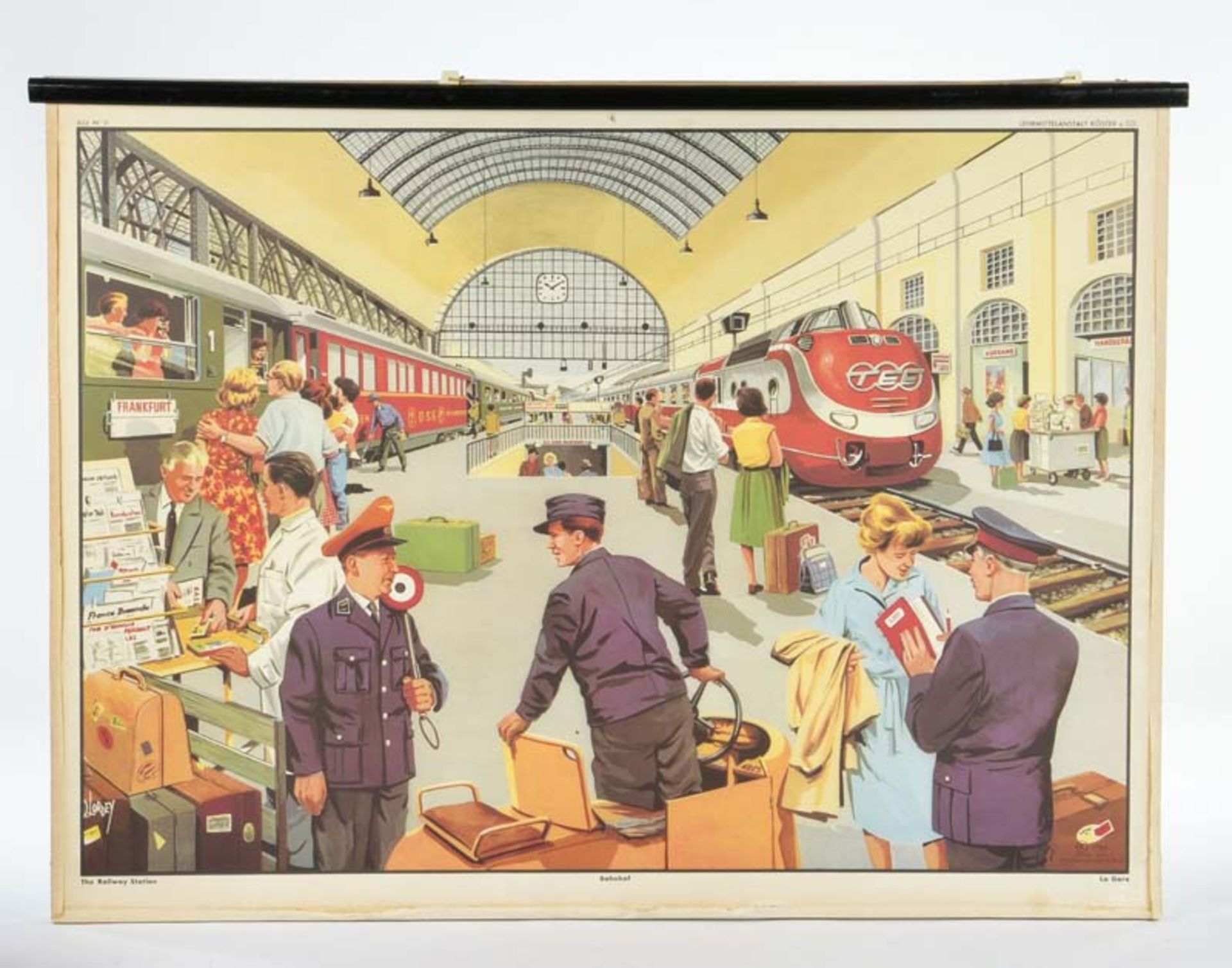 Poster "Bahnhof Frankfurt", 92x68 cm, paperboard on canvas