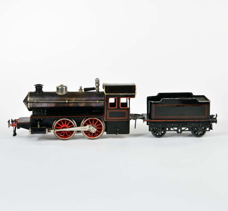 Bing, spirit steam loco with tender, Germany pw, gauge 1, min. paint d., roof repainted, otherwise