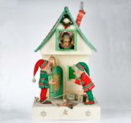 Machine dwarfs with christmas house, 100 cm, function part. ok, traces of age, self collection or