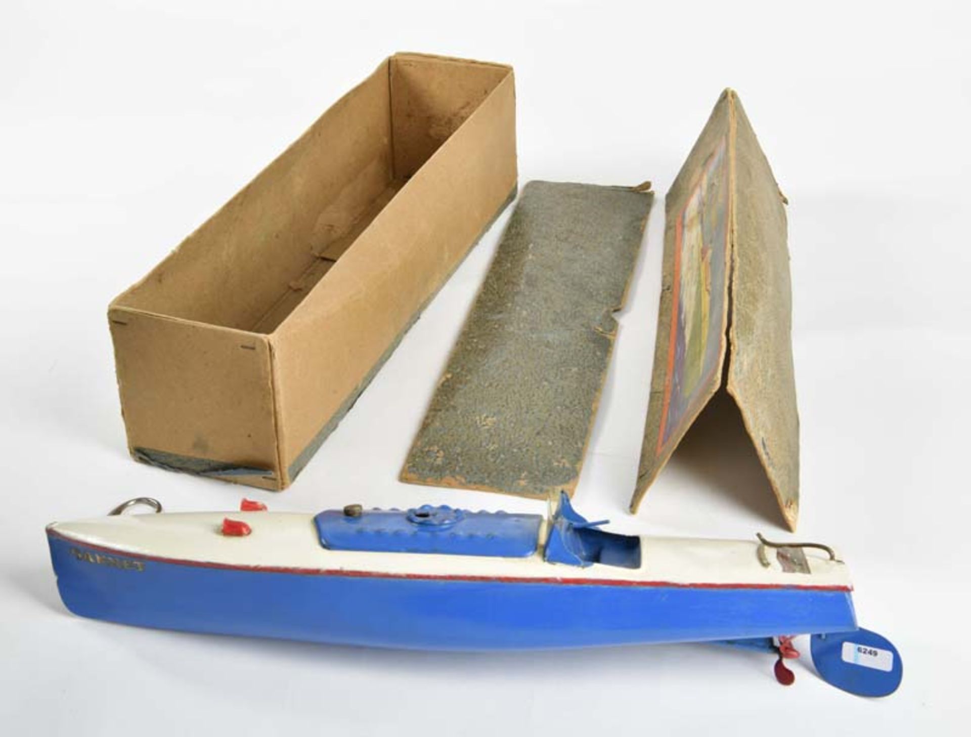 Meccano, speed boat "Gannet", England, 43 cm, tin, cw ok, paint d., box C 2-3, C 2- - Image 3 of 3