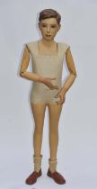 Boy mannequin, 148 cm, Fabry Bruxelles, wooden link arms