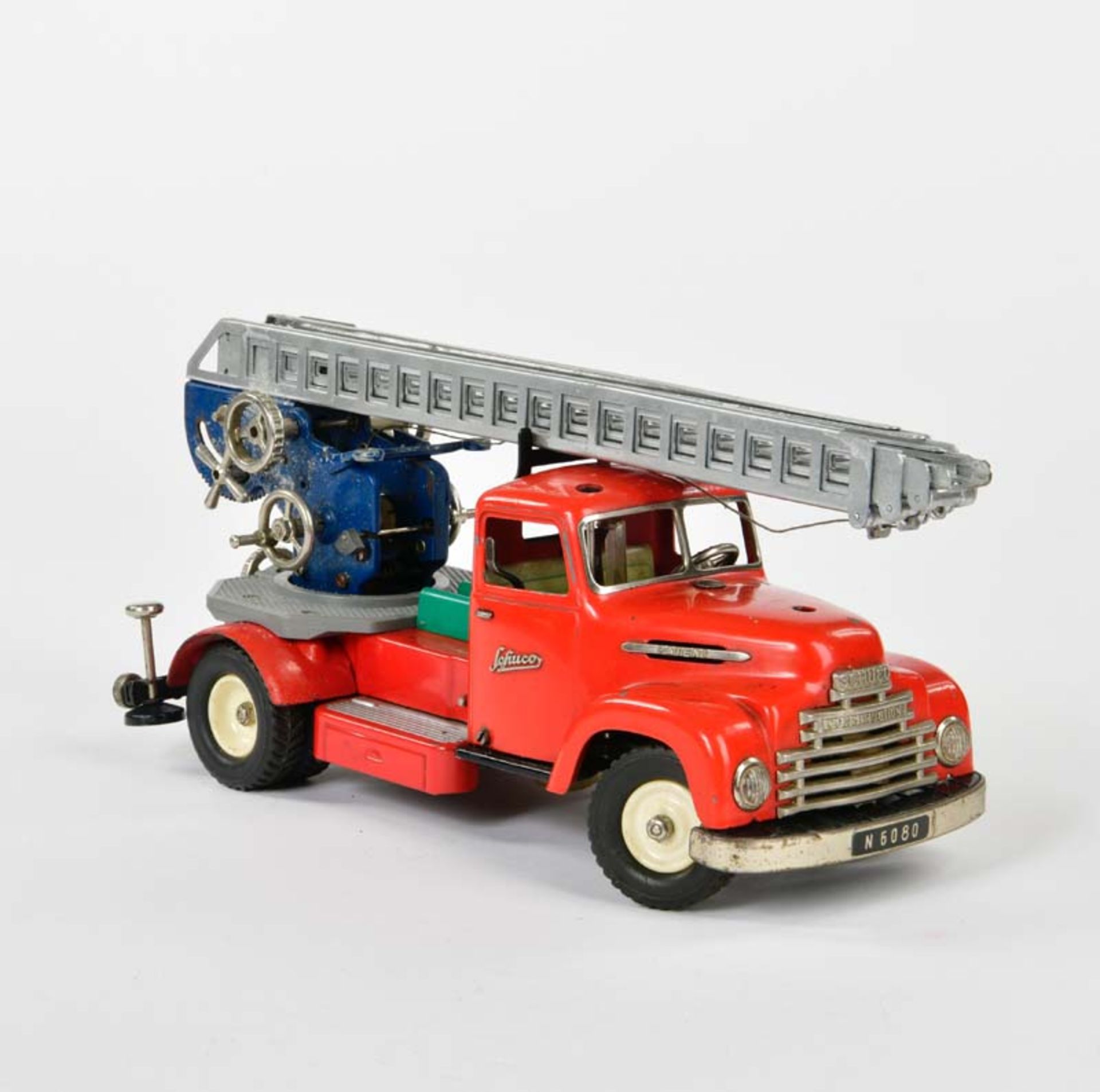 Schuco, fire engine 6080, W.-Germany, 29 cm, tin, paint d., C 2