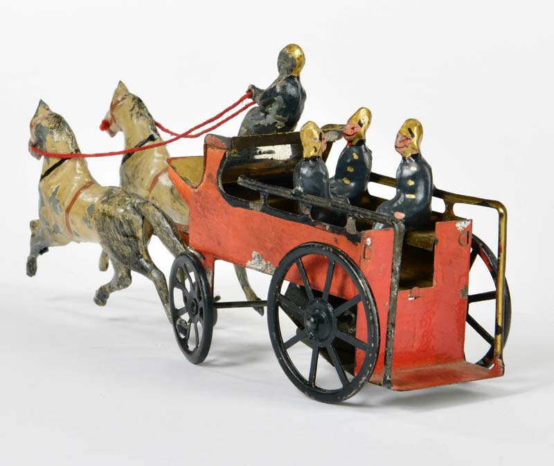 Fire engine ancient, probably France, 24,5 cm, tin, cw ok, paint d. - Image 3 of 3