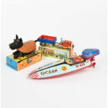 Schuco, Gama + Bandai, Tippy Hund, Traktor + Schnellboot