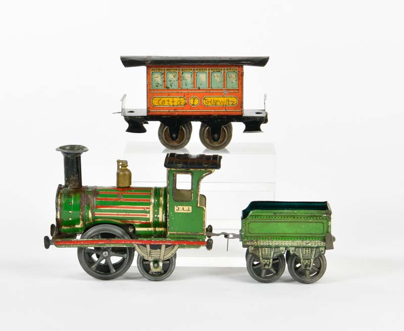 Issmayer, loco with tender + wagon, Germany pw, gauge 0, tin, cw stiff, paint d.