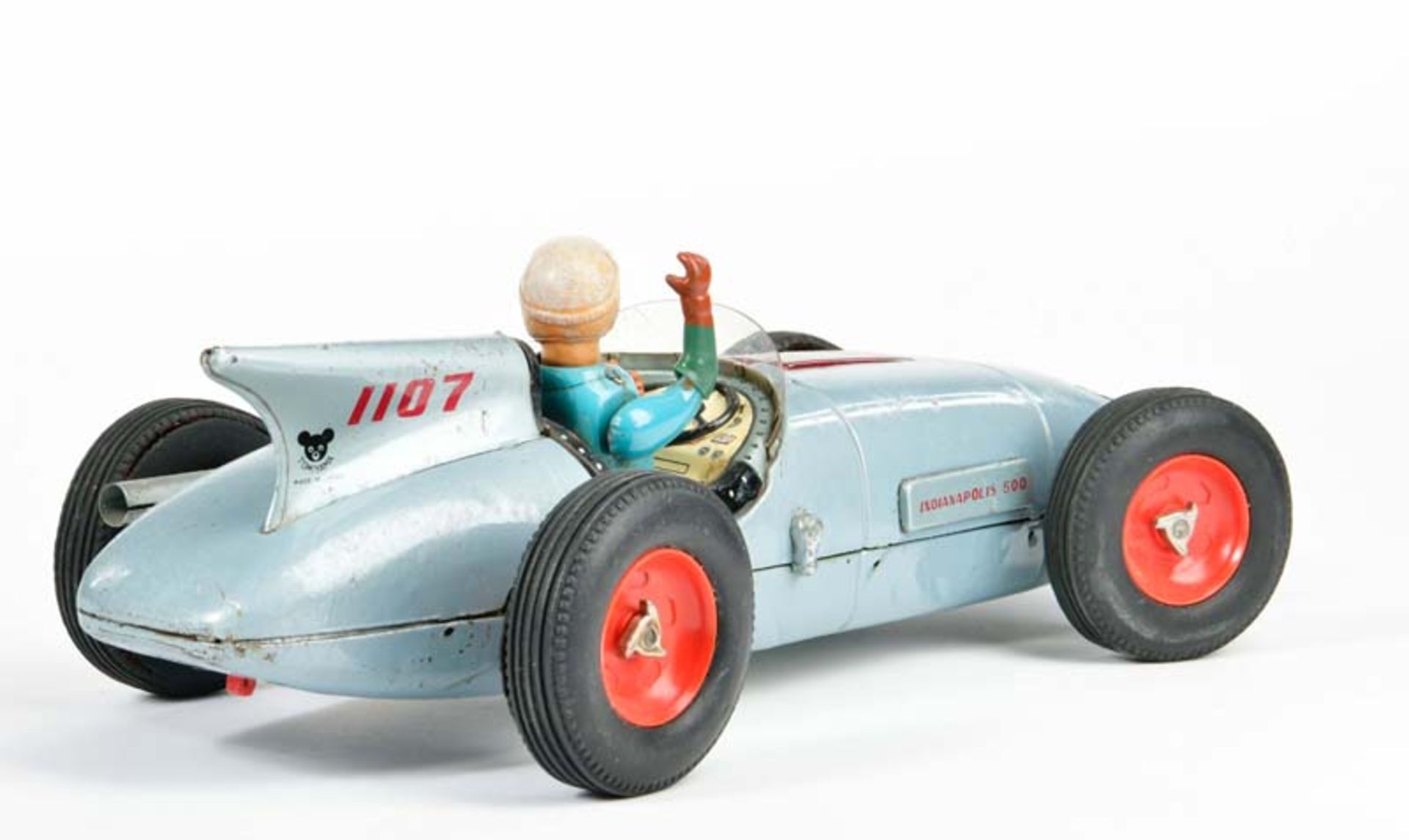 Tomiyama, racing car Indianapolis 500, Japan, 36 cm, tin, bat. drive not checked, paint d., rust d., - Image 3 of 3