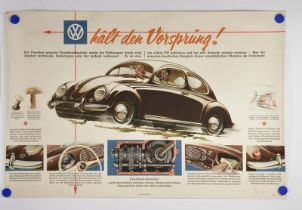 VW advertising poster from 1952 (Reuters), 80x119 cm, borders min. damaged, otherwise very good