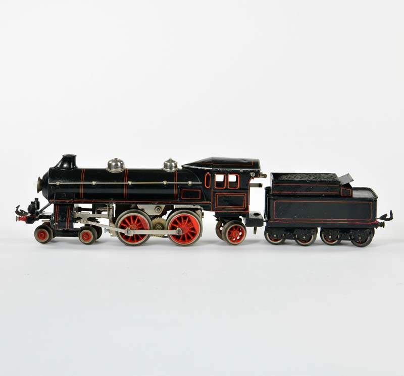 Bing. loco with tender (heavy current), Germany pw, gauge 0, paint d., paint part. refinished,