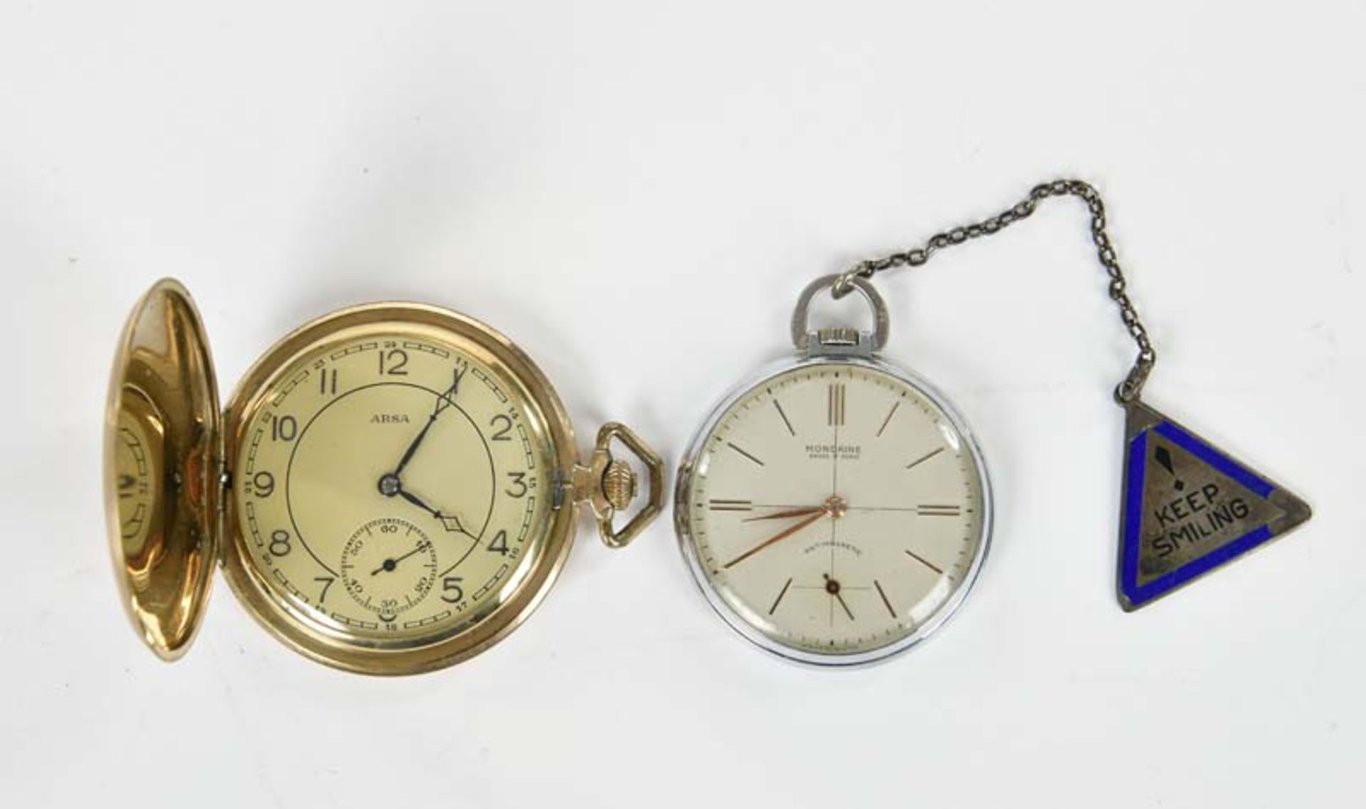 Arsa Mondaine, 2 pocket watches, 40 mm, start, traces of usage, otherwise good condition