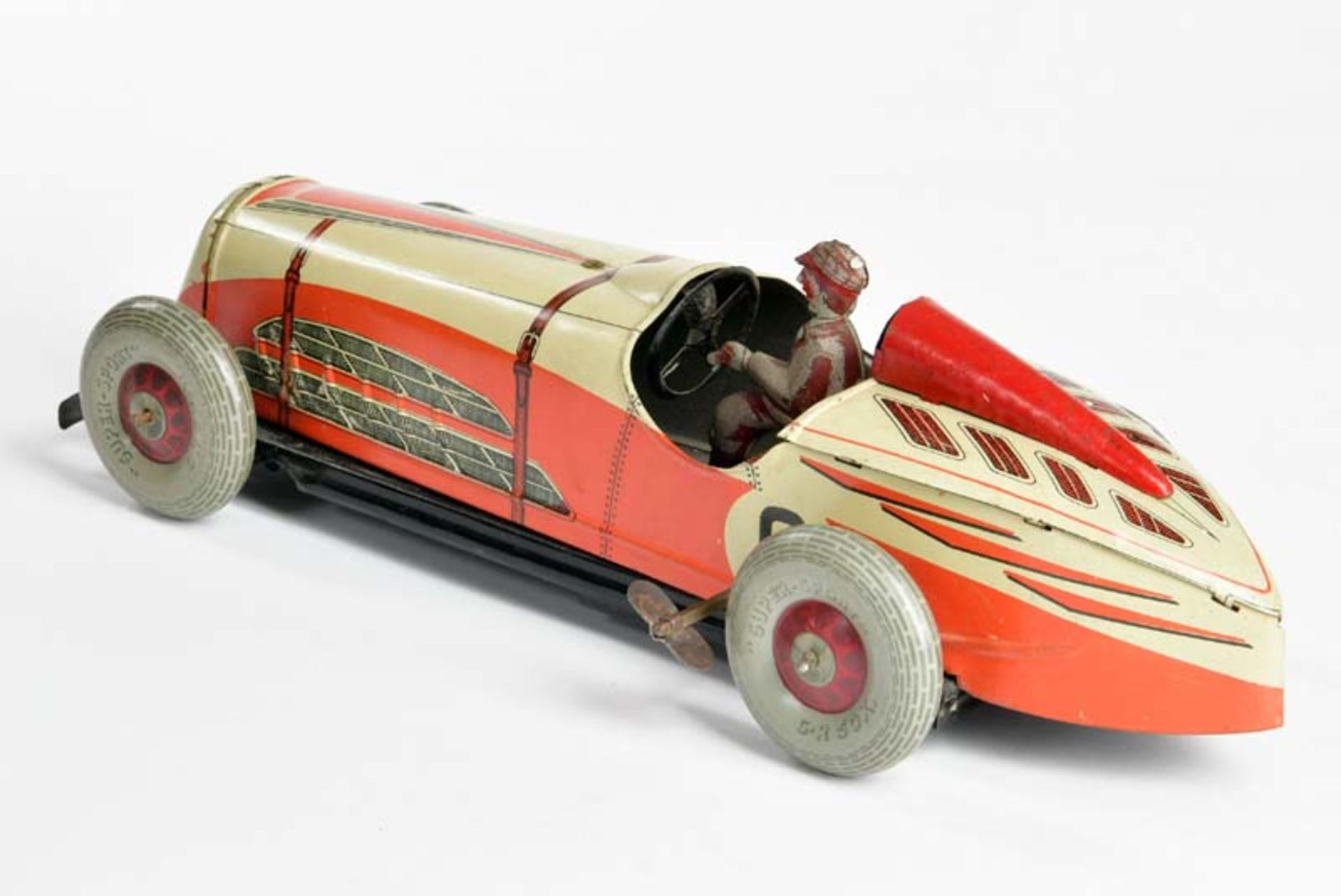 Rossignol, racing car, France, 30 cm, tin, cw ok, min. paint d., C 2+ - Image 3 of 3