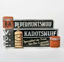 Advertising paperboard "Pepermuntsnuif Karotsnuif", 34x19,5 cm,, Antwerpen, C 1-2