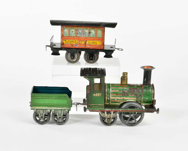 Issmayer, loco with tender + wagon, Germany pw, gauge 0, tin, cw stiff, paint d. - Image 3 of 3