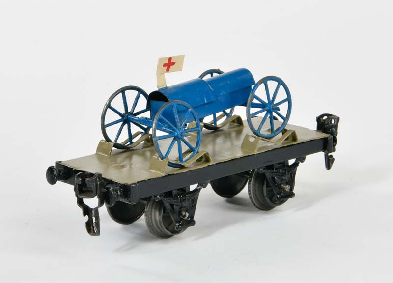 Märklin, platform wagon with medical transport wagon, Germany VK, gauge 0, min. paint d., paint - Image 3 of 3