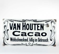 Enamel sign "Van Houten Cacao", 42x80 cm, min. paint d.