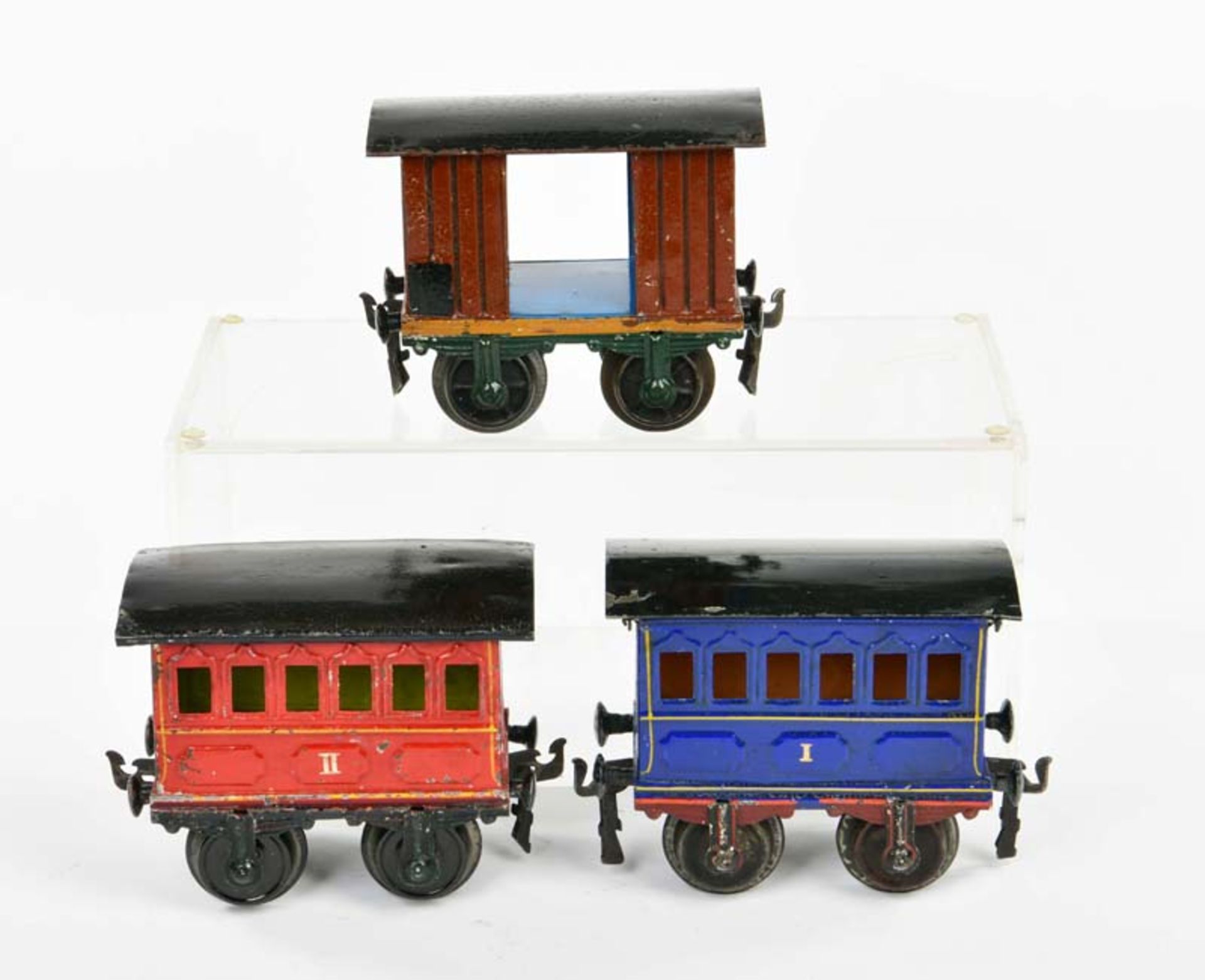 Märklin, 3 wagons gauge 1, Germany pw, 2 wagons refinished, otherwise good condition