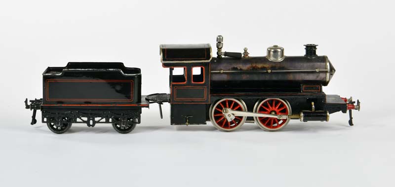 Bing, spirit steam loco with tender, Germany pw, gauge 1, min. paint d., roof repainted, otherwise - Image 3 of 3