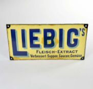 Enamel sign "Liebig", 25x50 cm, part. restored, please inspect