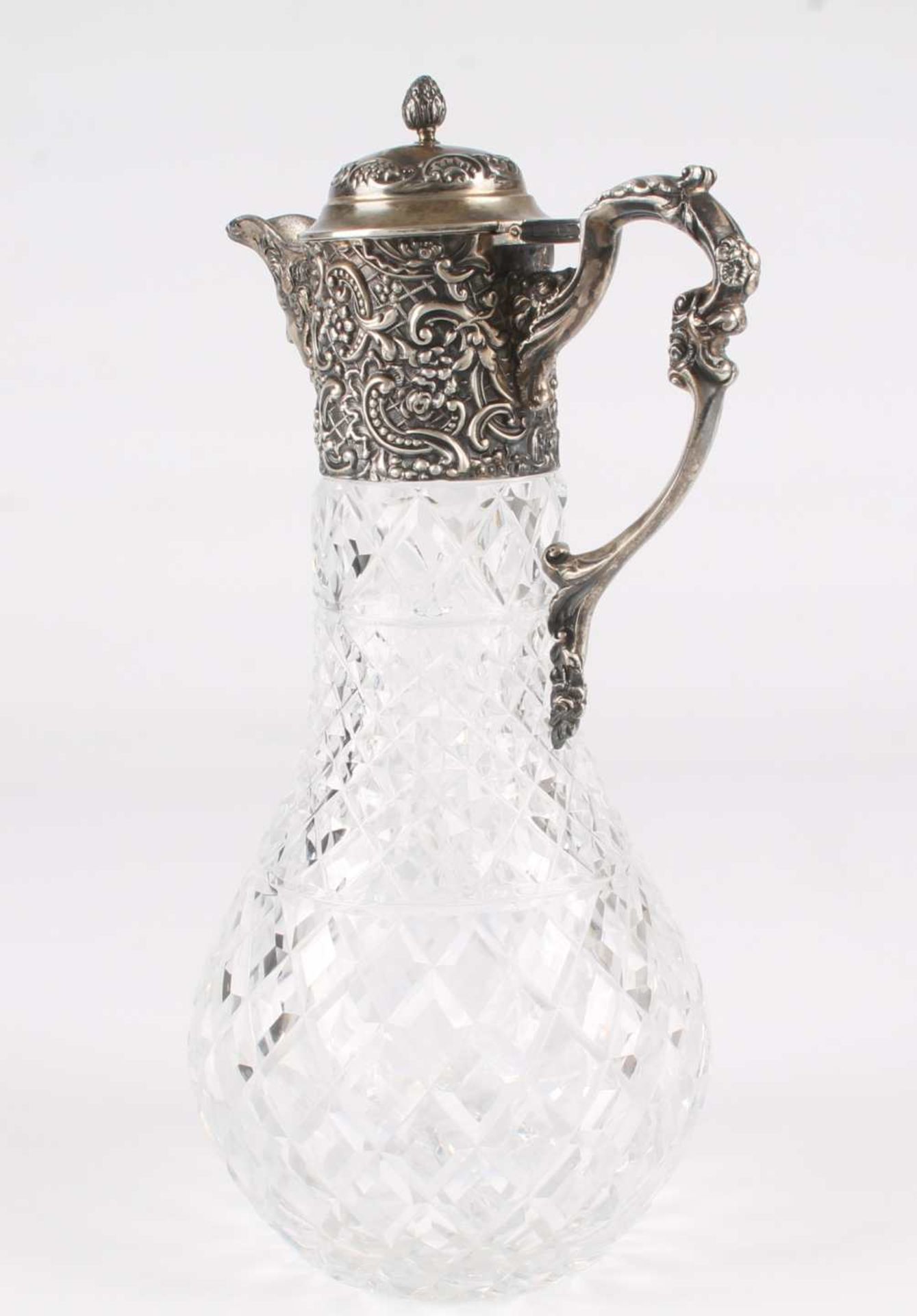 925 Silber Kristallkanne England 1897, crystal silver jug art nouveau, - Image 4 of 10