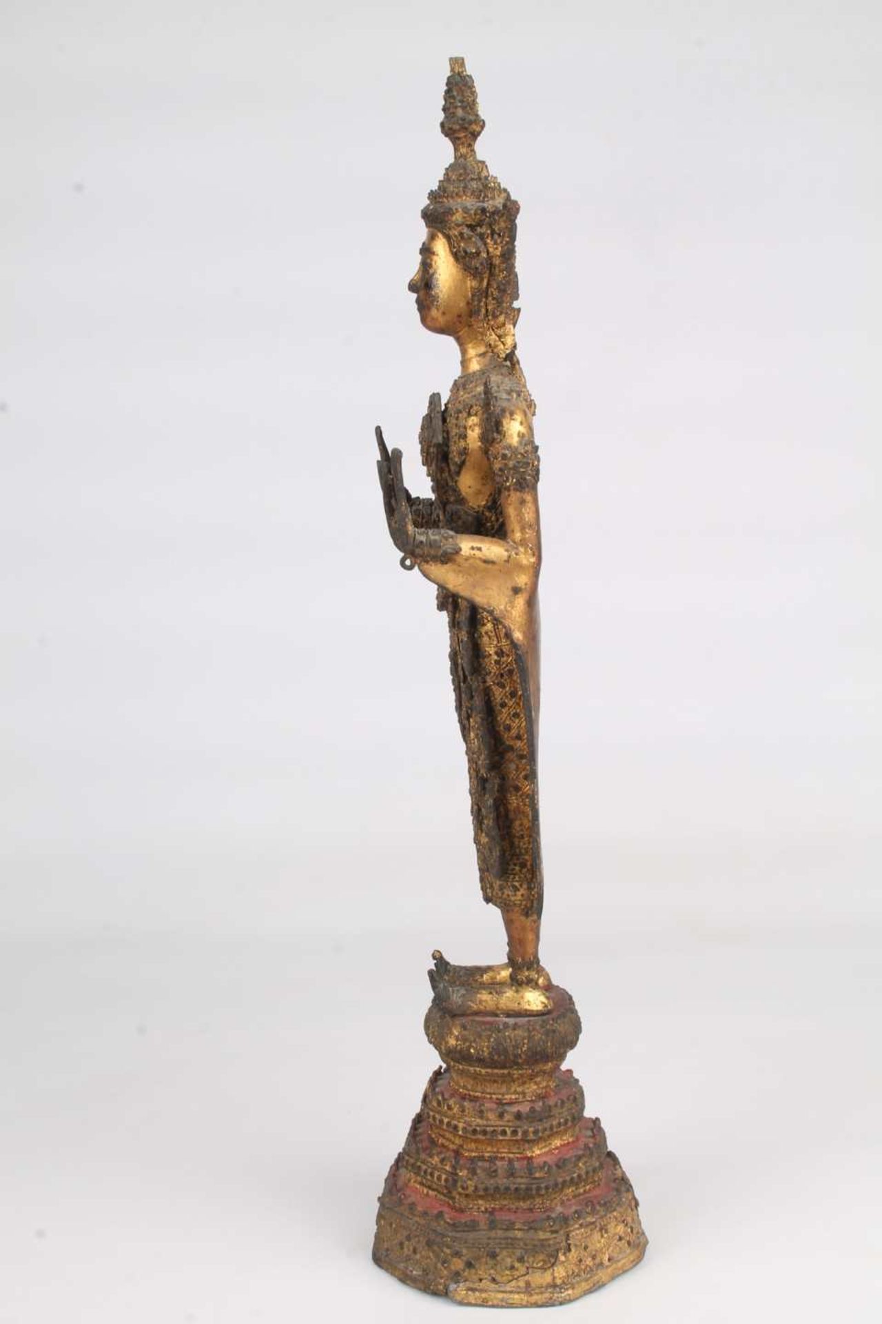 Thailand Bronze stehender Bronze Buddha, bronze standing buddha sculpture, - Bild 4 aus 7