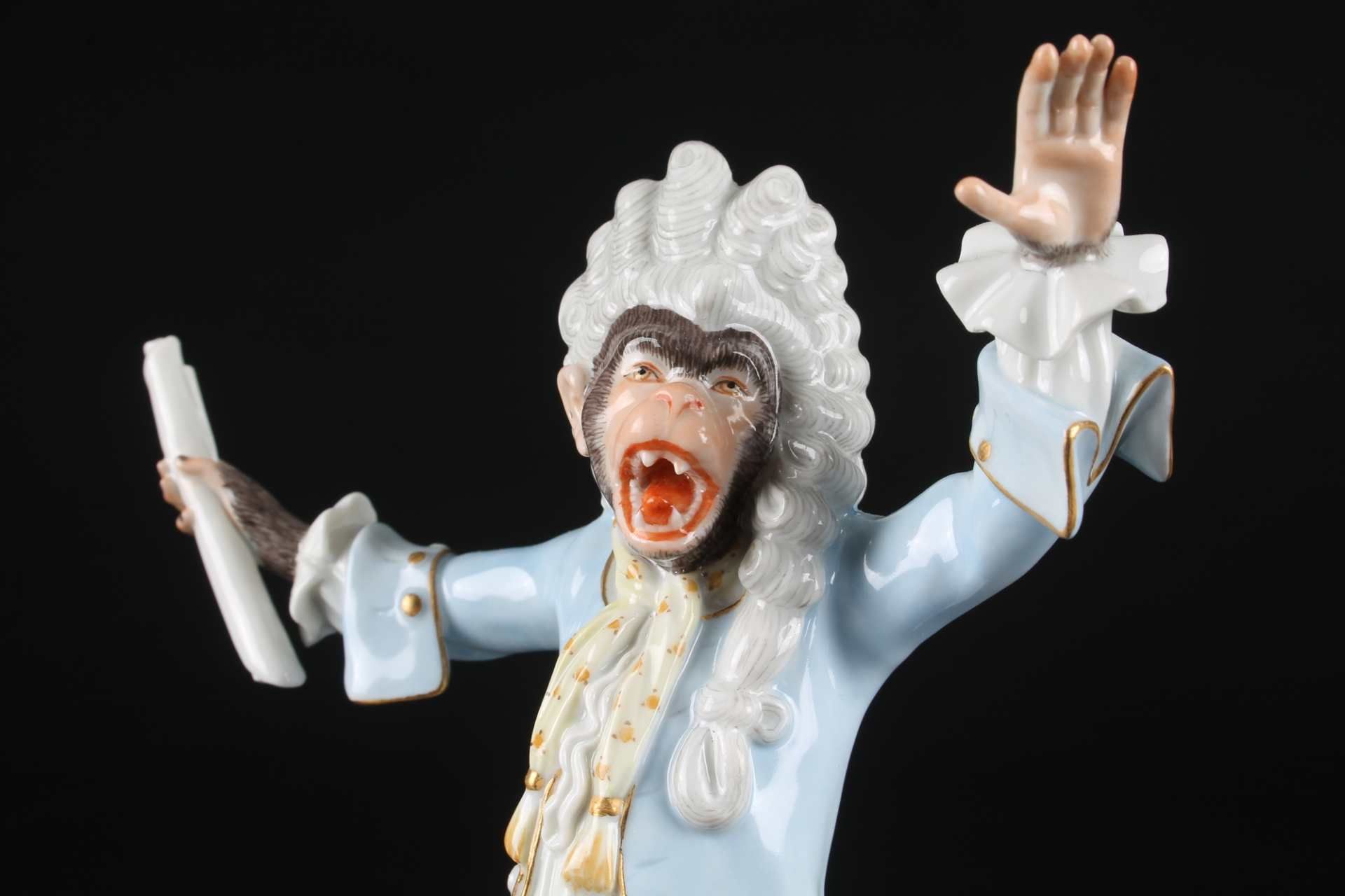 Meissen Kapellmeister mit Notenpult aus der Affenkapelle, chapelmaster with note desk monkey chapel, - Bild 6 aus 9