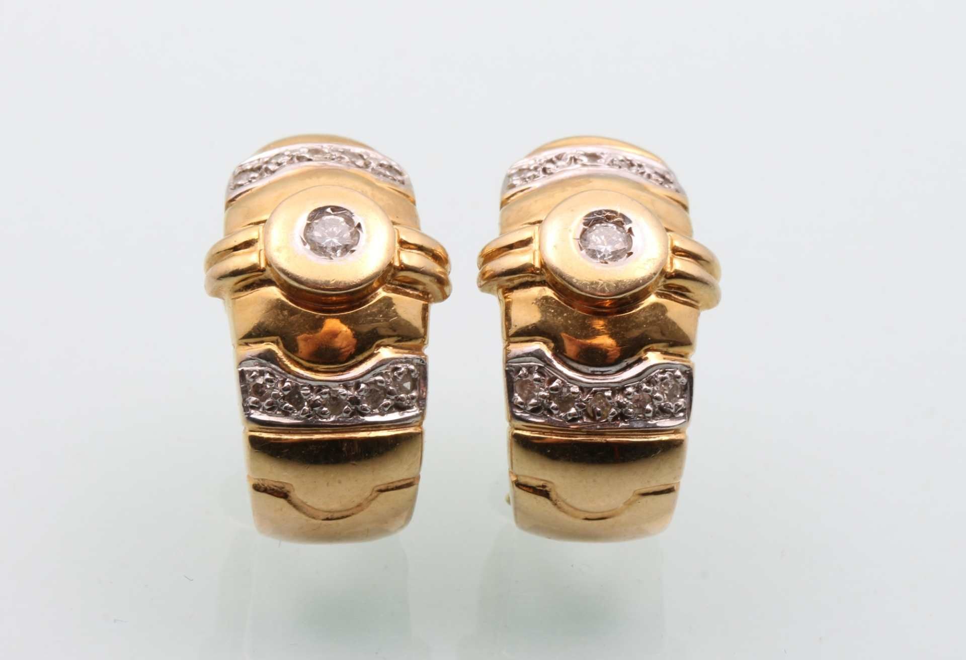 Paar 585 Gold Ohrringe mit Diamanten, 585 gold ring with diamonds, - Image 2 of 6