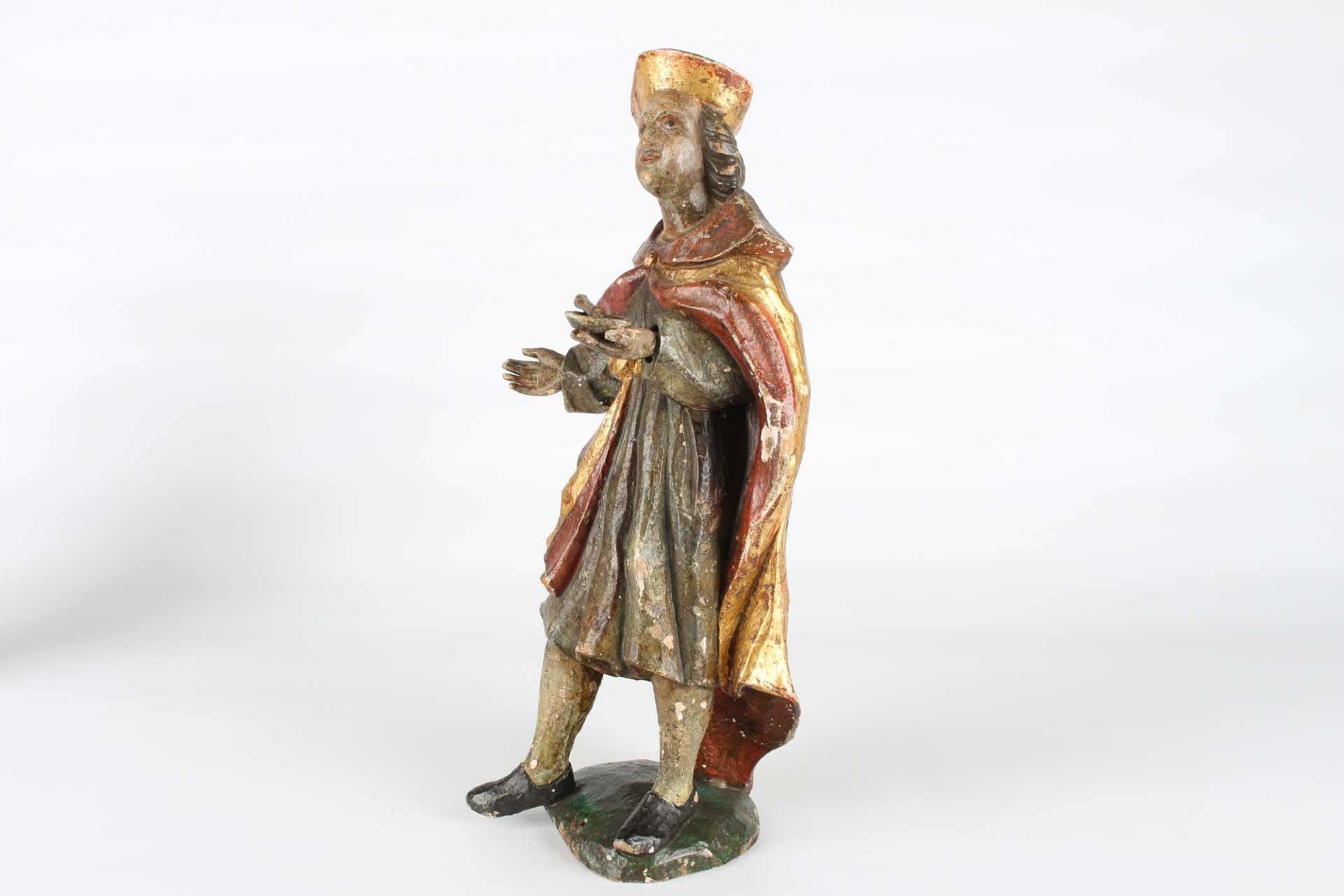 19. Jahrhundert, zwei Heiligenfiguren Kosmas und Damian, wooden saint figures 19th century, - Image 8 of 10