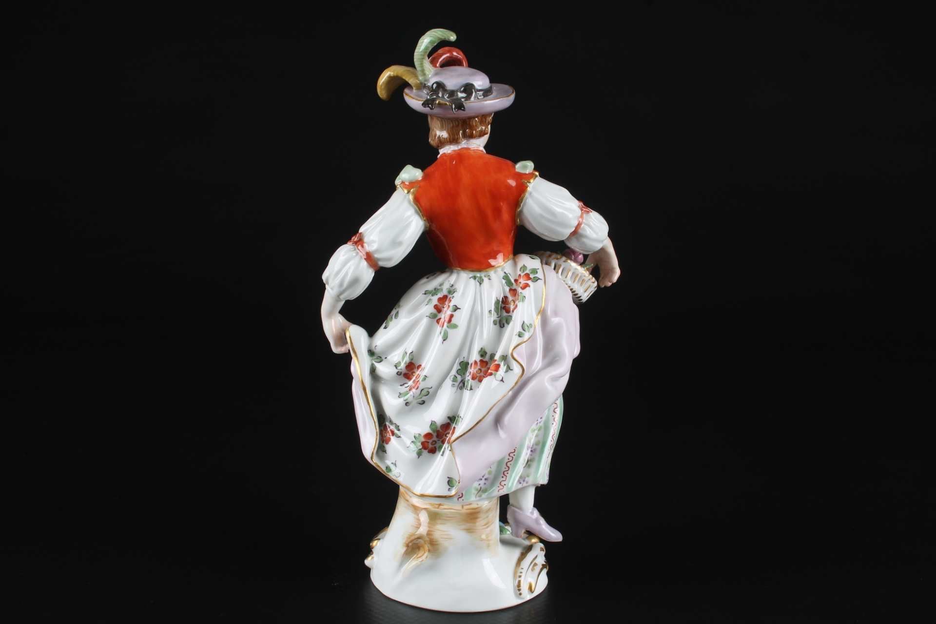 Meissen Gärtnerkind Dame mit Blumenkorb, gardeners child with flowerbasket, - Image 3 of 6