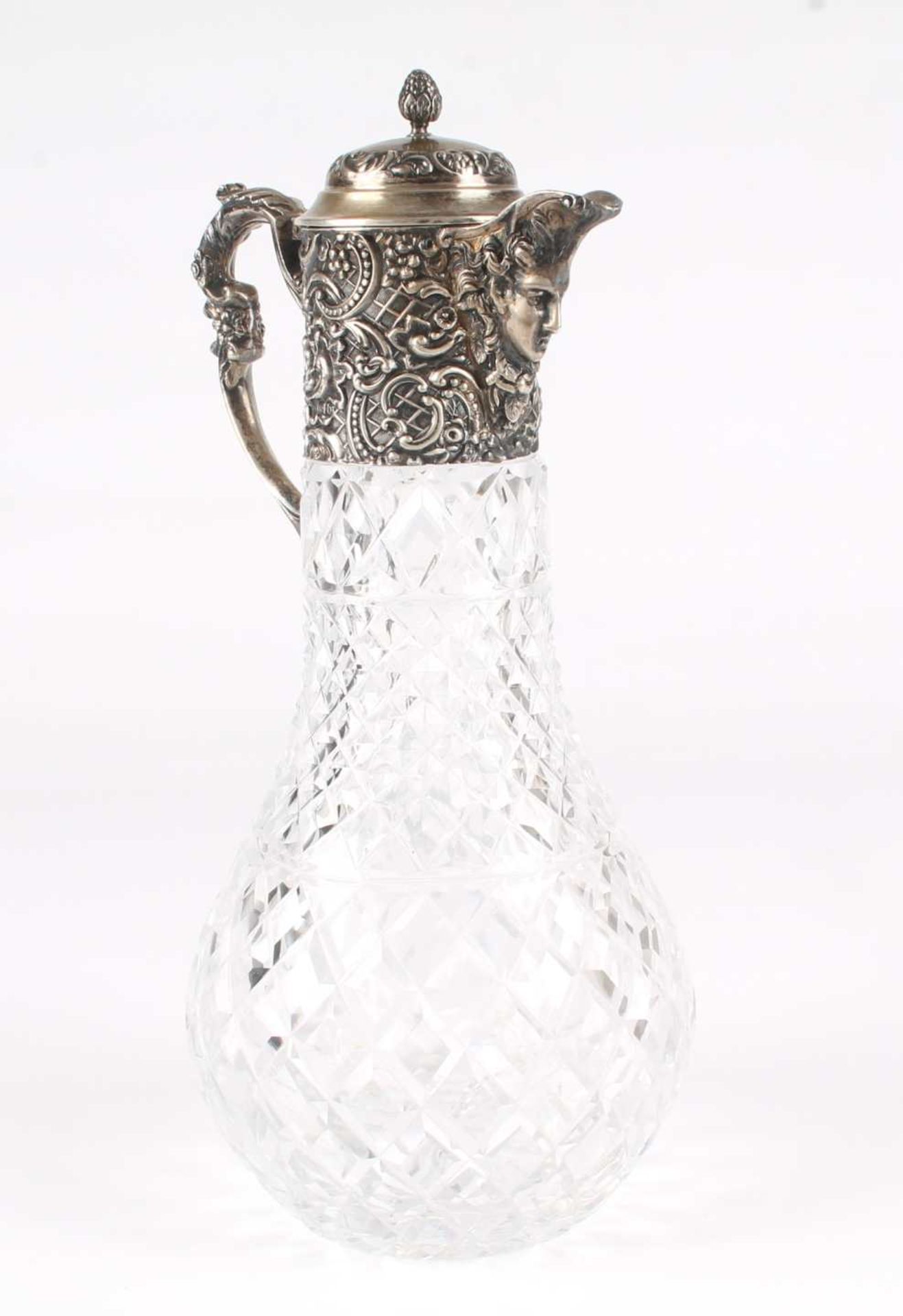 925 Silber Kristallkanne England 1897, crystal silver jug art nouveau, - Image 2 of 10