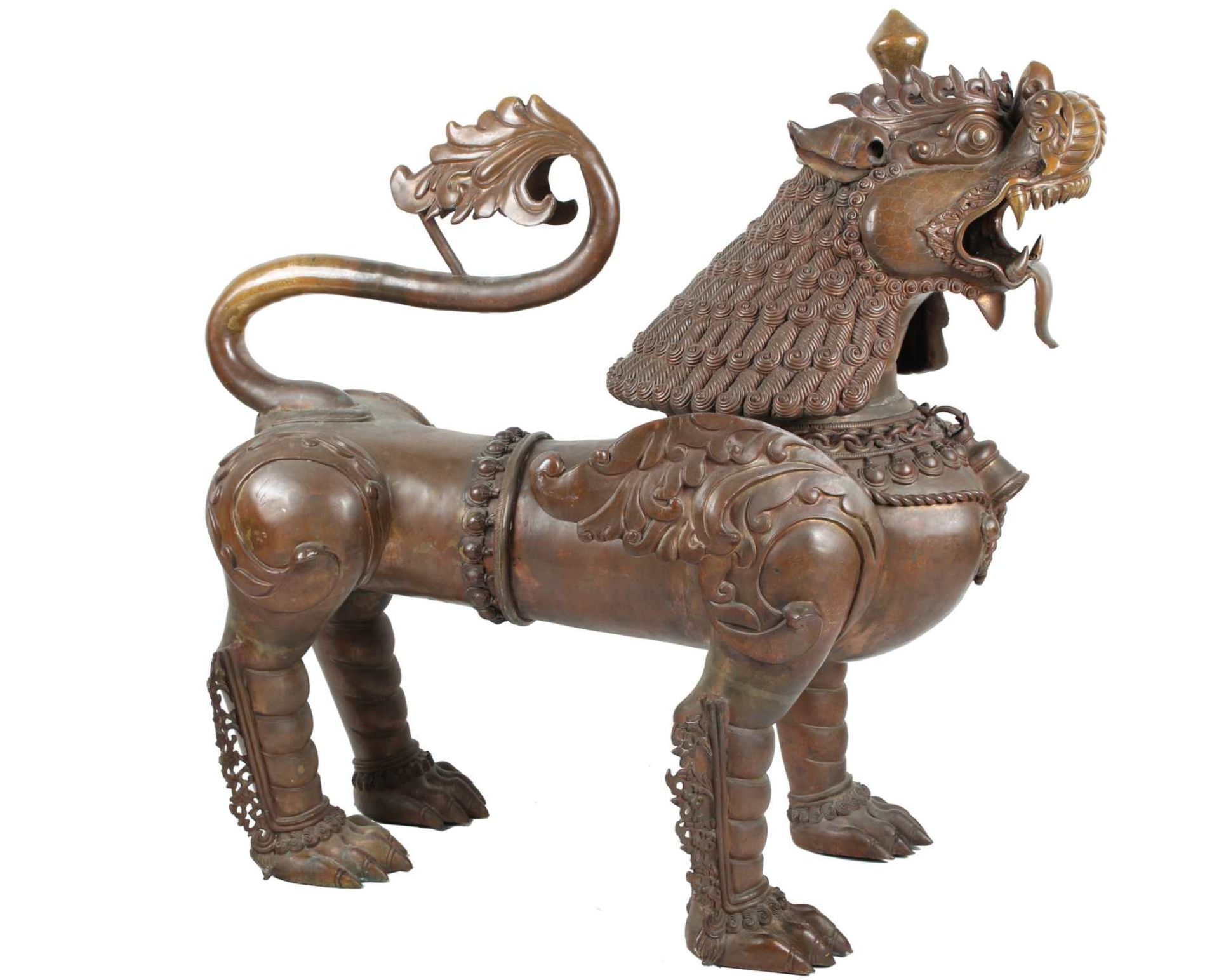 China Bronze riesiger Fu-Hund Wachterlöwe, chinese bronze foo dog,