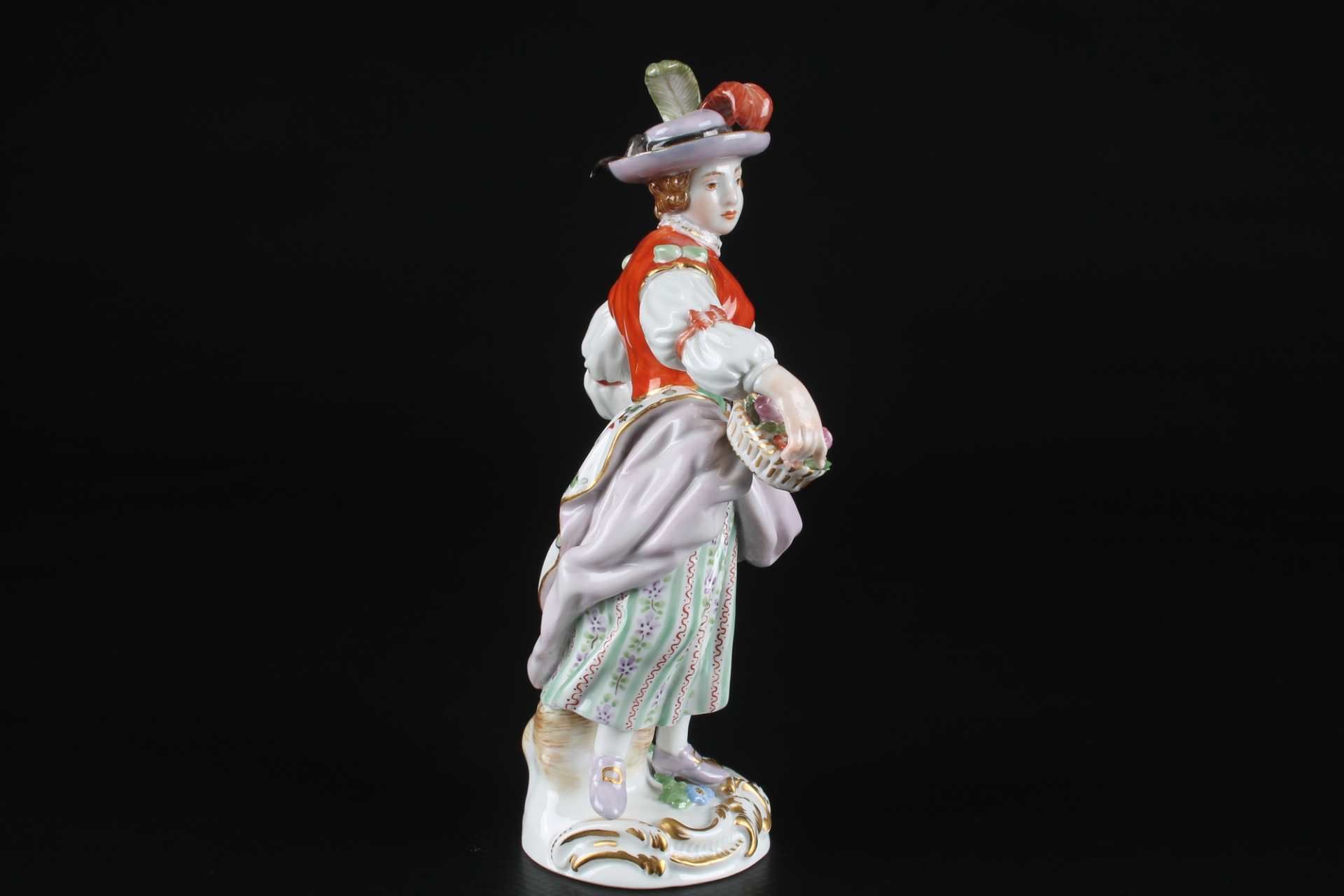 Meissen Gärtnerkind Dame mit Blumenkorb, gardeners child with flowerbasket, - Image 4 of 6