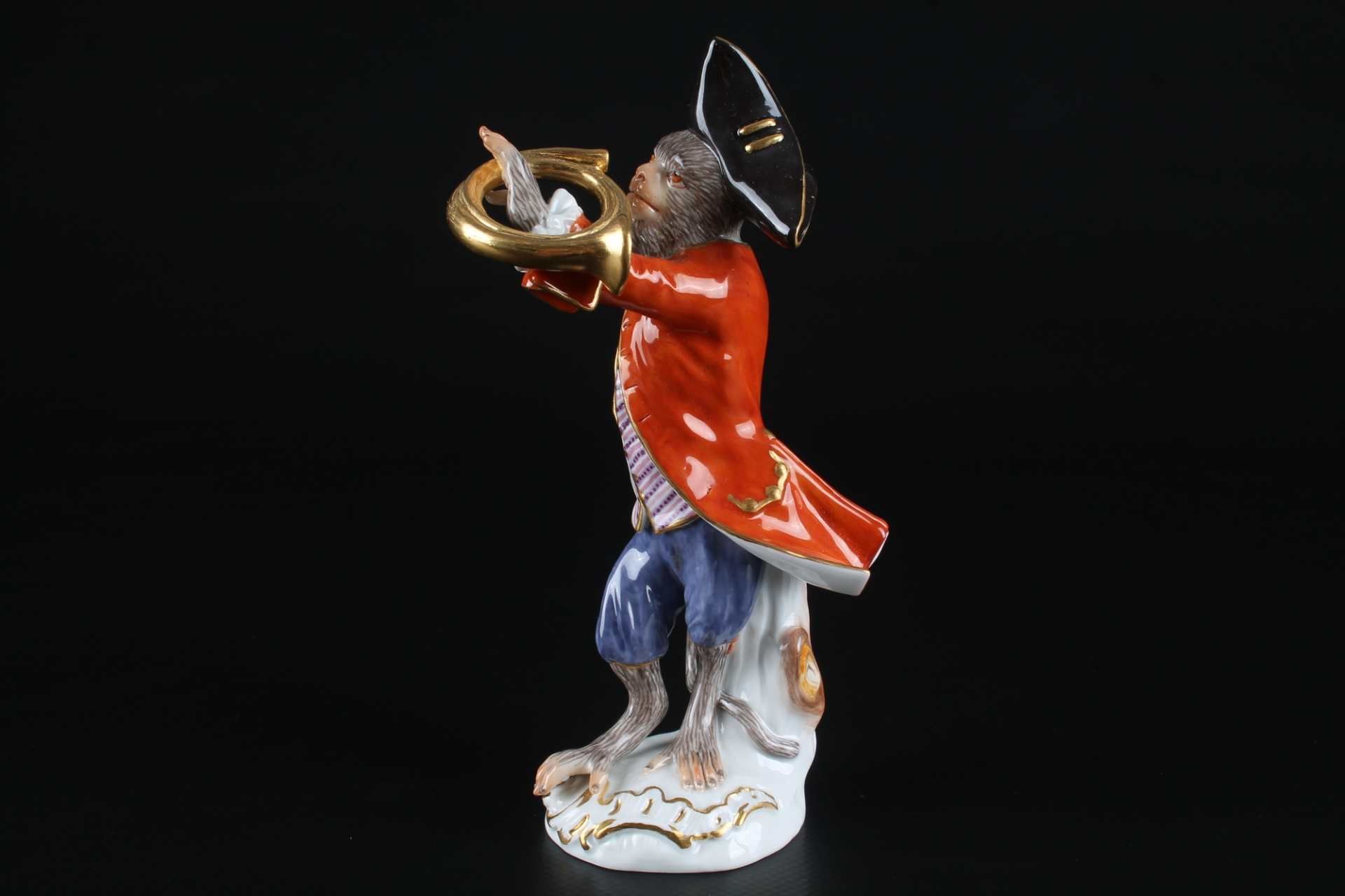 Meissen Waldhornbläser aus der Affenkapelle, bugler monkey chapel, - Image 4 of 8