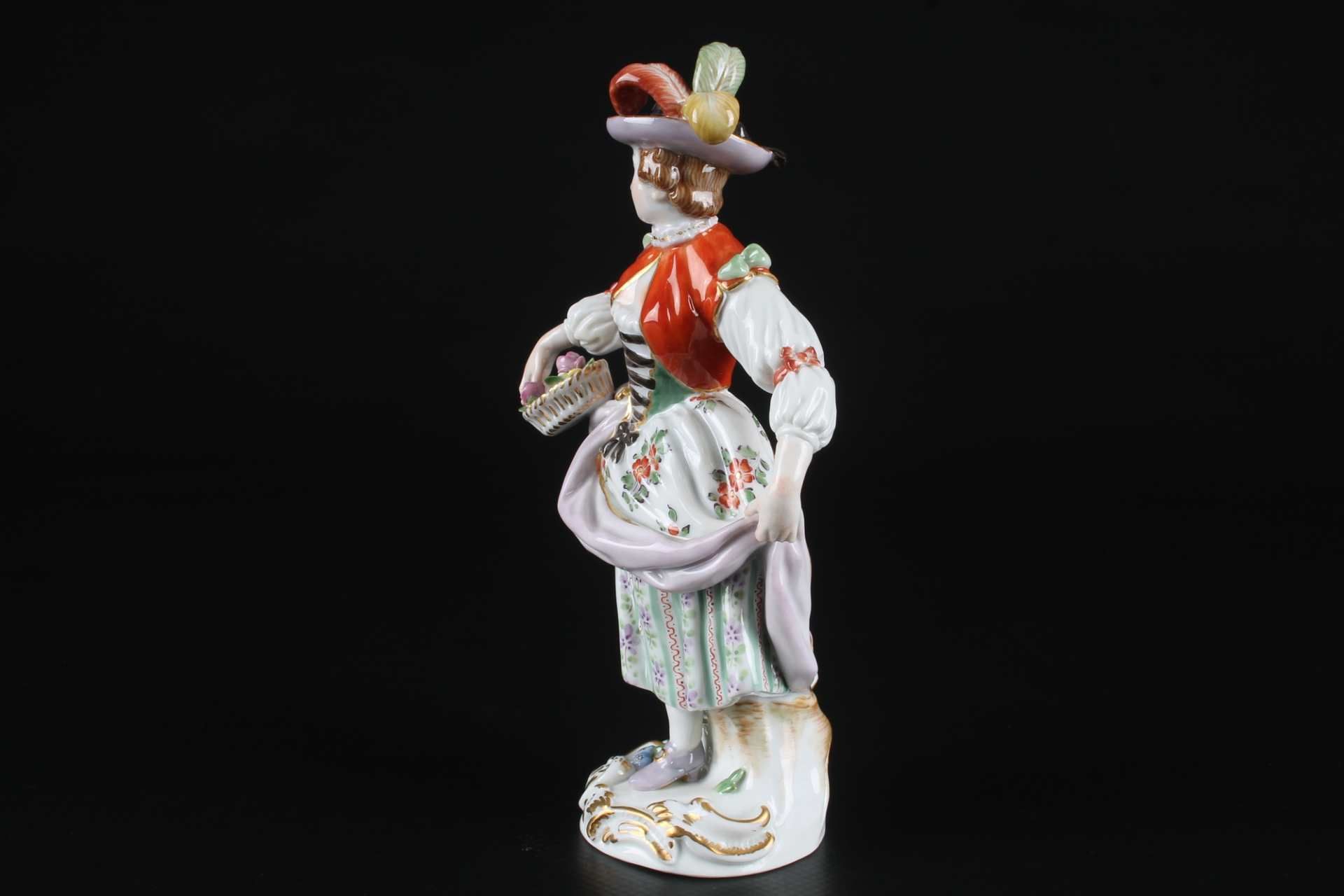 Meissen Gärtnerkind Dame mit Blumenkorb, gardeners child with flowerbasket, - Bild 2 aus 6