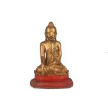 Burma Mandalay um 1900 sitzender Buddha im Lotossitz, wooden burmese mandalay buddha,