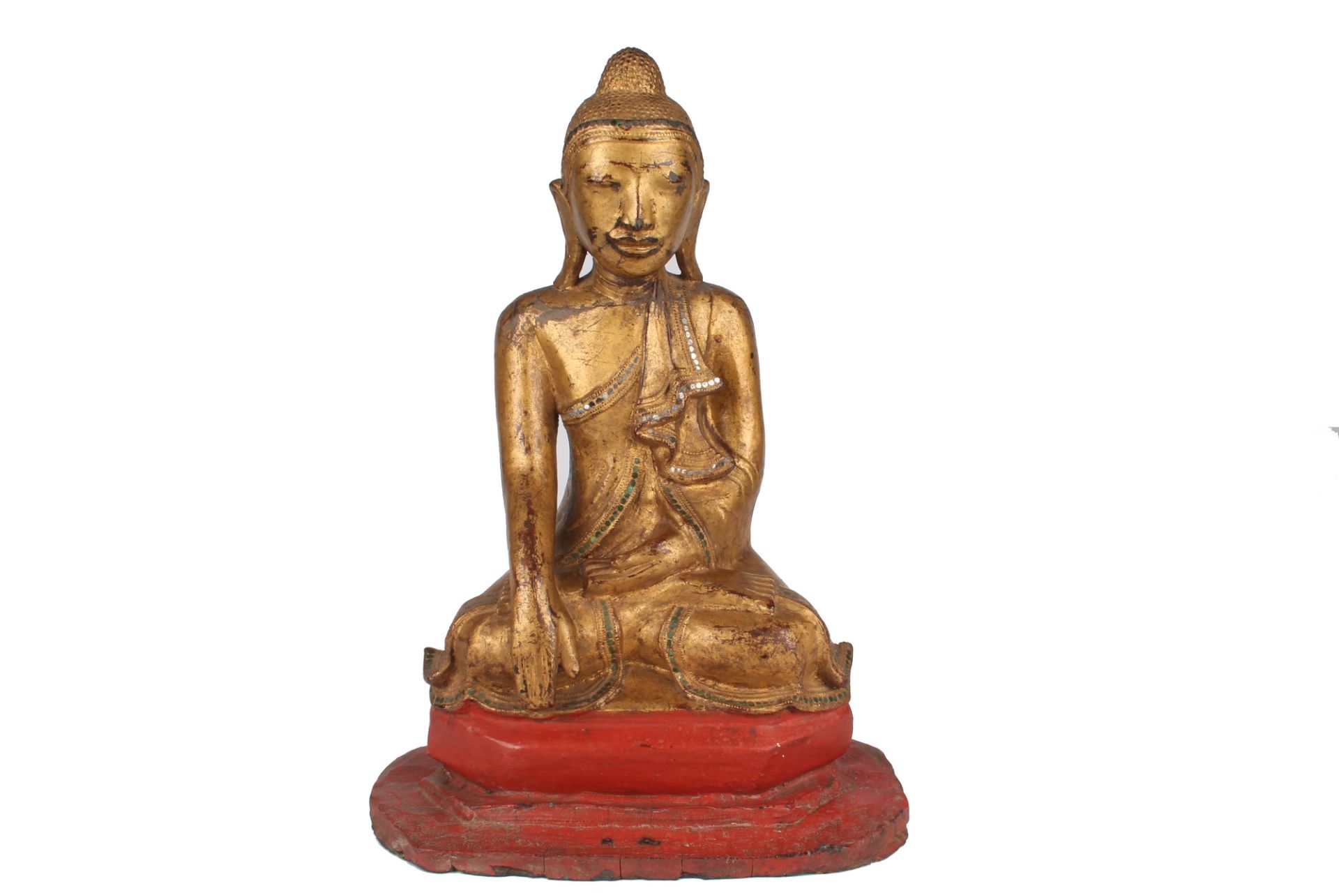 Burma Mandalay um 1900 sitzender Buddha im Lotossitz, wooden burmese mandalay buddha,