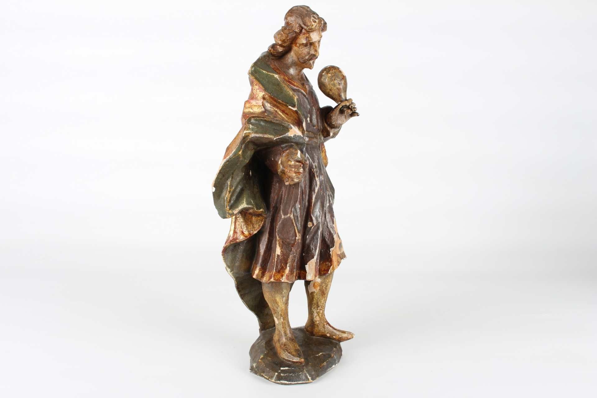 19. Jahrhundert, zwei Heiligenfiguren Kosmas und Damian, wooden saint figures 19th century, - Image 3 of 10