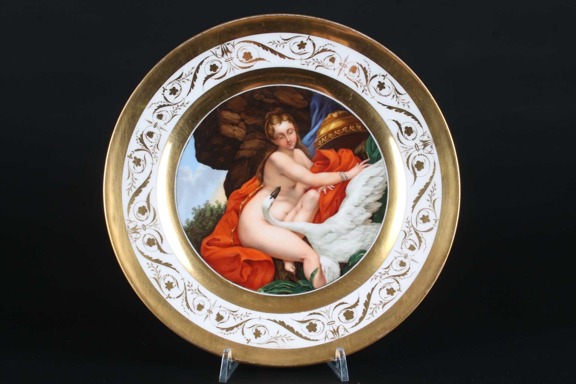 Leda mit dem Schwan - Teller um 1900, Leda and the swan, collection plate,