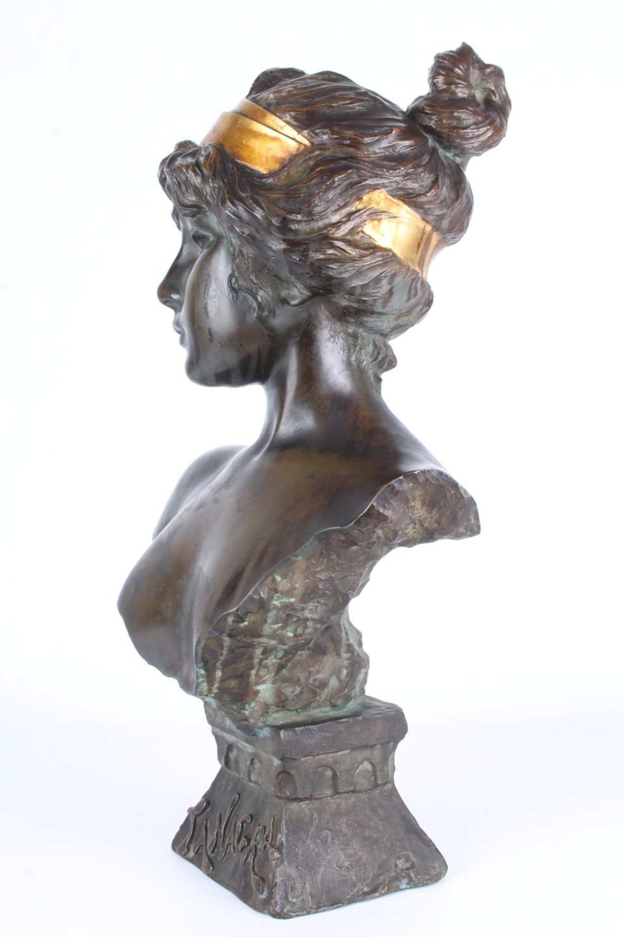 Emmanuel Villanis (1858-1914) Bronze Büste von Tanagra, bronze bust of Tanagra, - Image 3 of 8