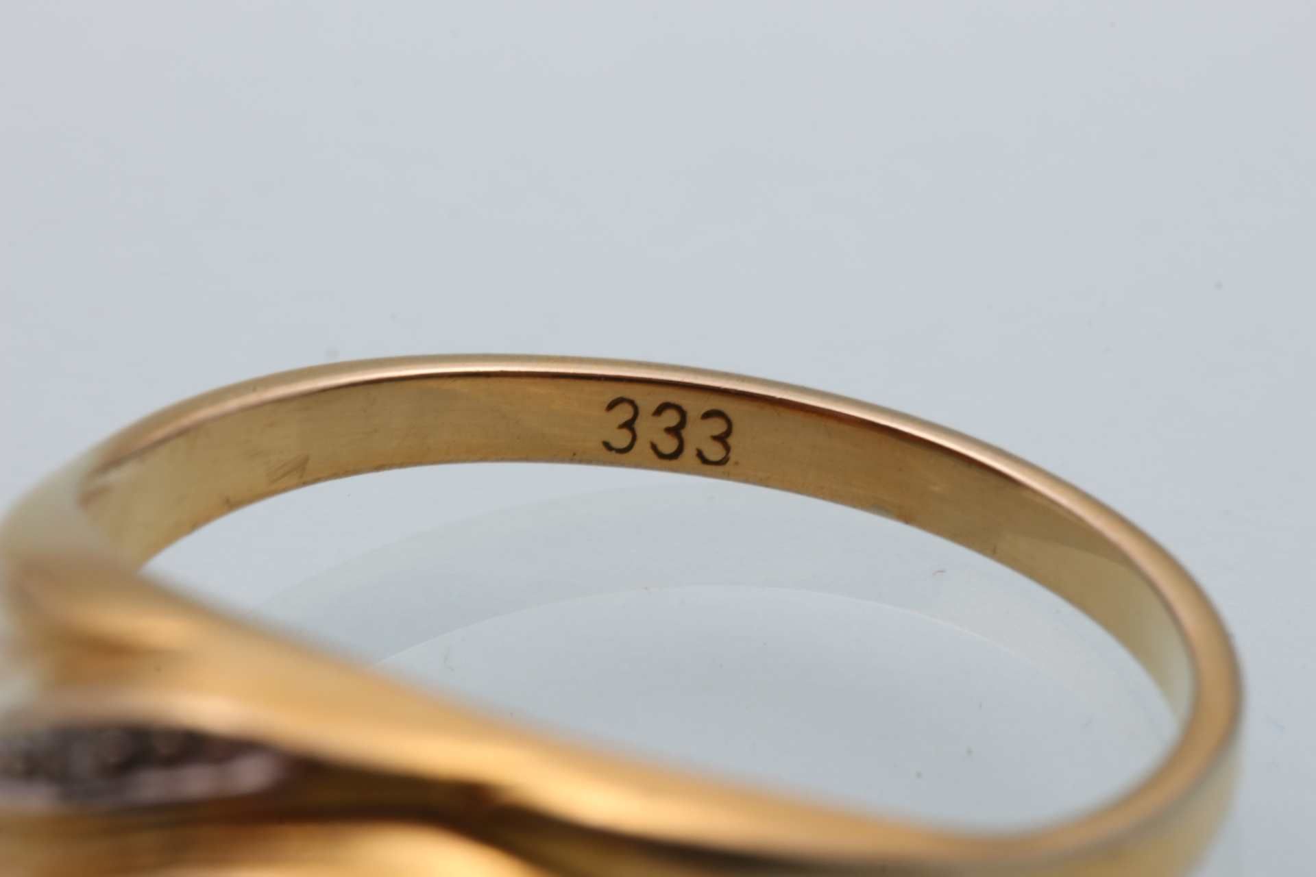 333 Goldring mit Diamanten, 333 gold ring with diamonds, - Image 6 of 6