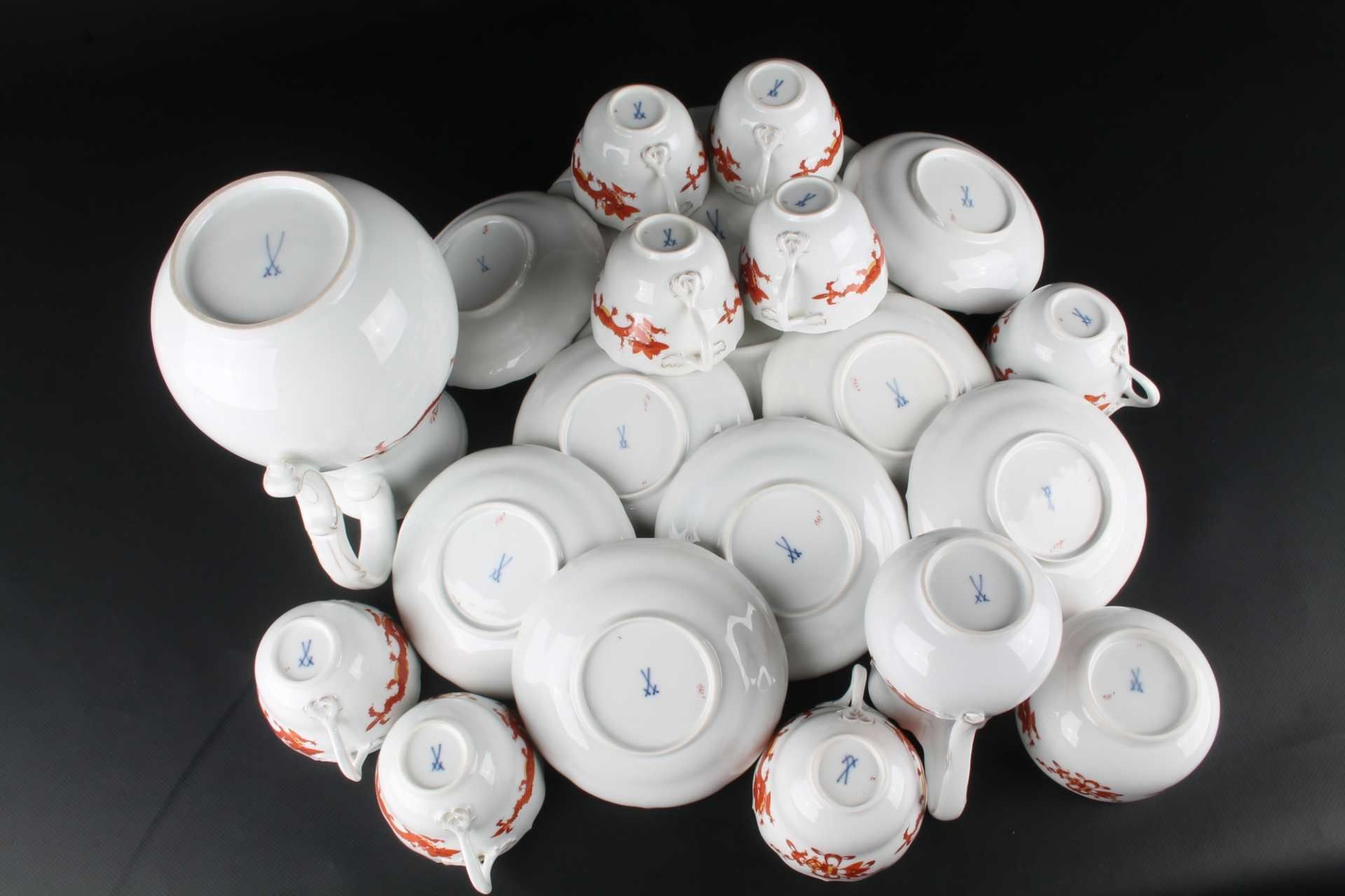 Meissen Roter Hofdrache Kaffeeservice für 8 Personen, coffee set for 8 pers., - Image 11 of 11