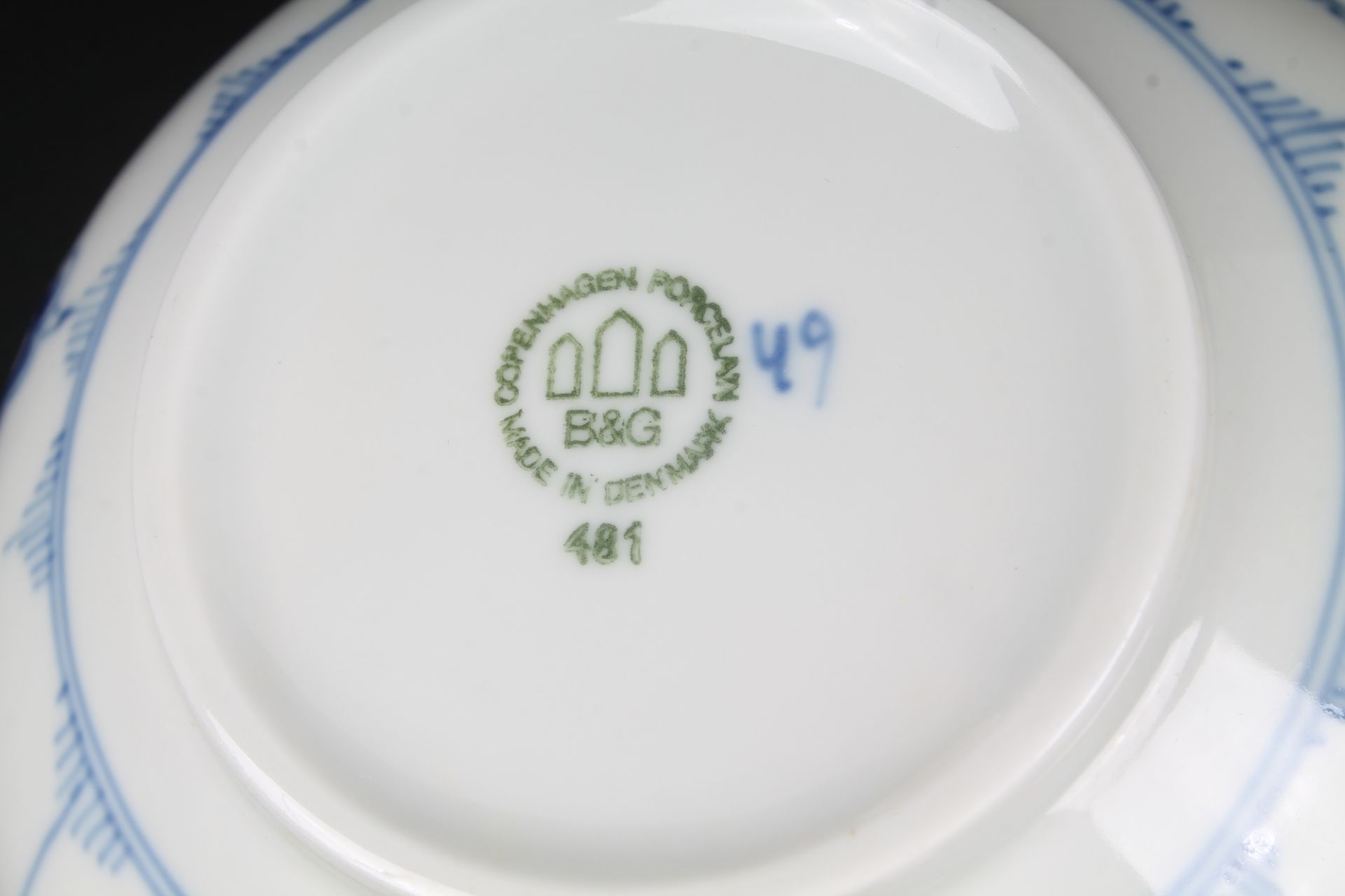 Bing & Gröndahl 6 Suppentassen Bla Malet Strohblume, 6 soup cups, - Image 6 of 6